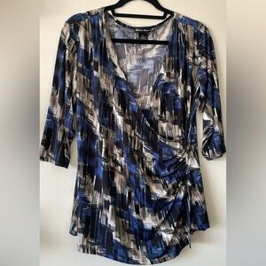 Abstract blue wrap style top 1X